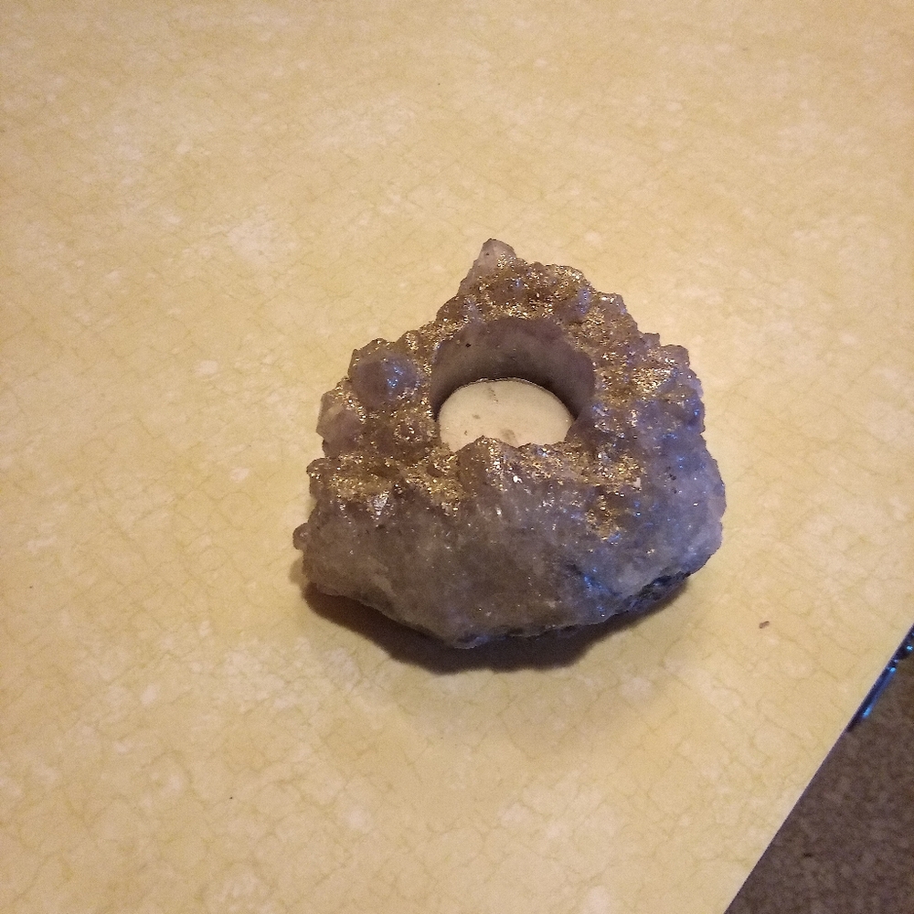 Rocks Gold and Brown Geode Candle Holder